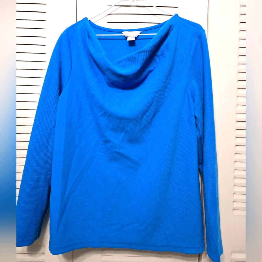 Liz Claiborne Cobalt Blue Drape Neck Top